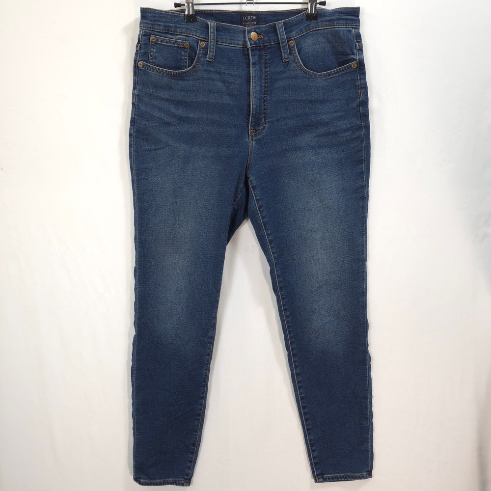 J.Crew Skinny Jeans High Rise Stretch Dark Indigo Blue Women 31 Classic Preppy‎
